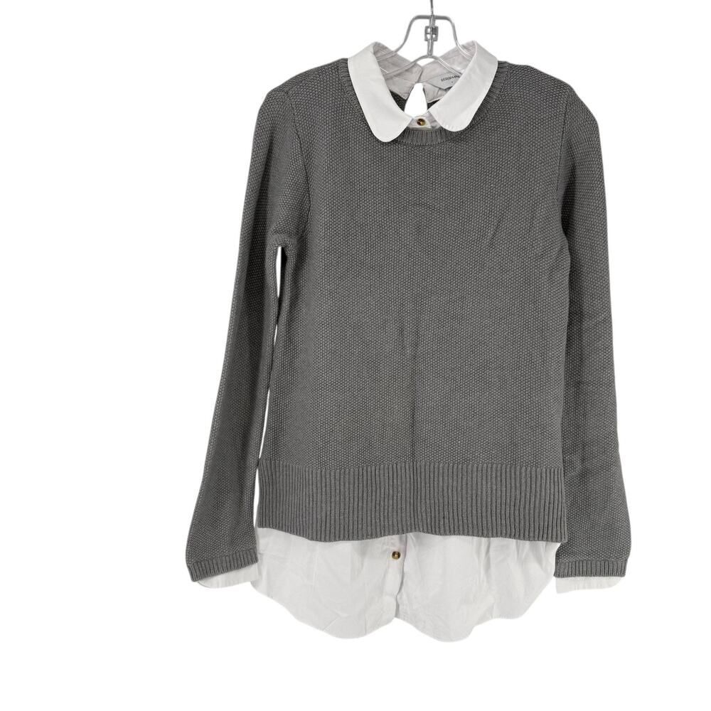 Seraphine Sweater Nursing Maternity Size S Gray Layered Collared Preppy Marianne
